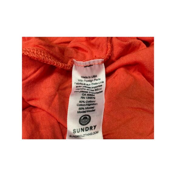 Sundry Womens Ruffle Shoulder Top Size 0/XSmall Cherry Red NEW Long Sleeve Scoop - Picture 4 of 5